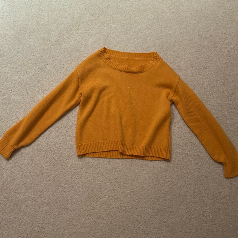 Orange loose neck knit sweater